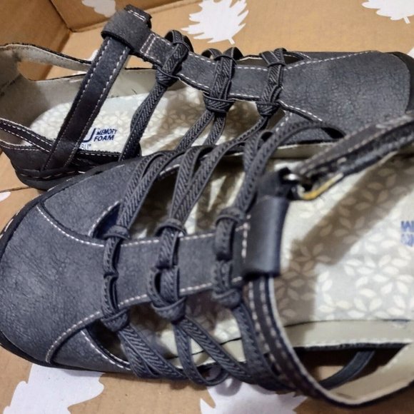 JBU by Jambu Juliet Flats Leather Dove Gray Adjustable Oxford Shoe 6 Like New - Picture 10 of 11